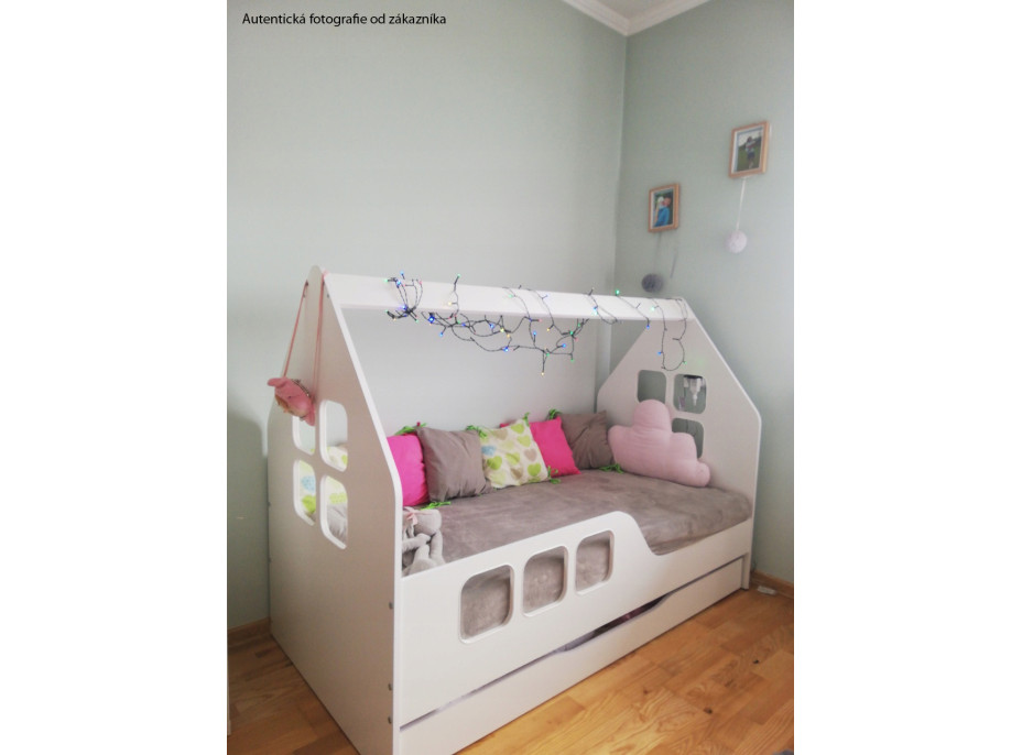 Detská domčeková posteľ KIDHOUSE so šuplíkom - sonoma - ľavá - 160x80 cm