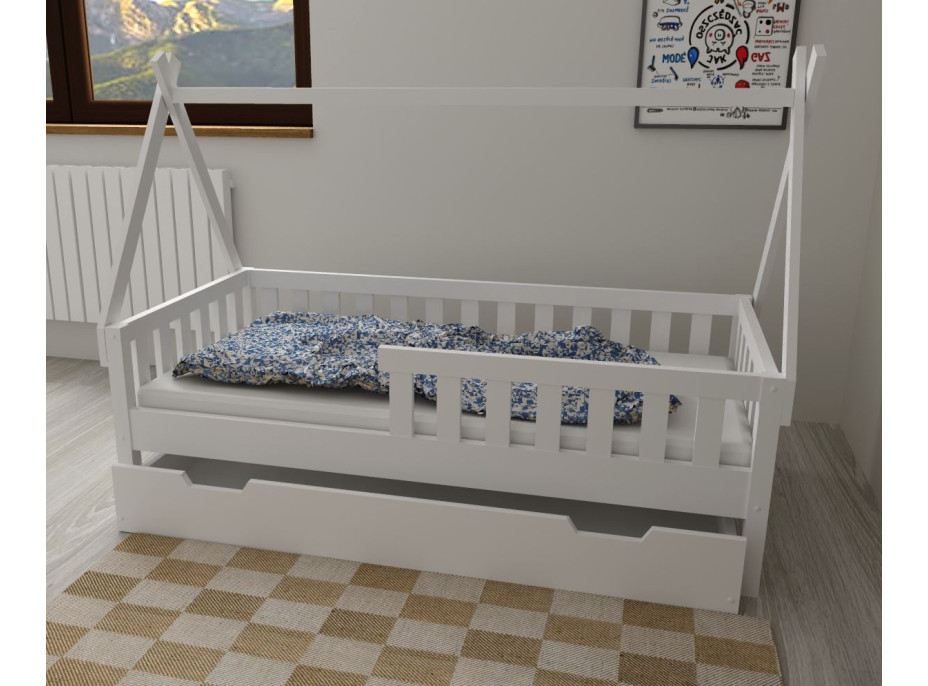 Detská domčeková posteľ z masívu borovice TEA - 200x90 cm - biela