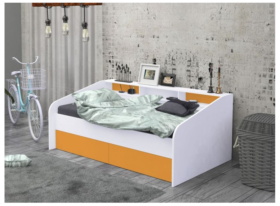 Detská posteľ s policami a šuplíkmi VINTAGE 200x90 cm