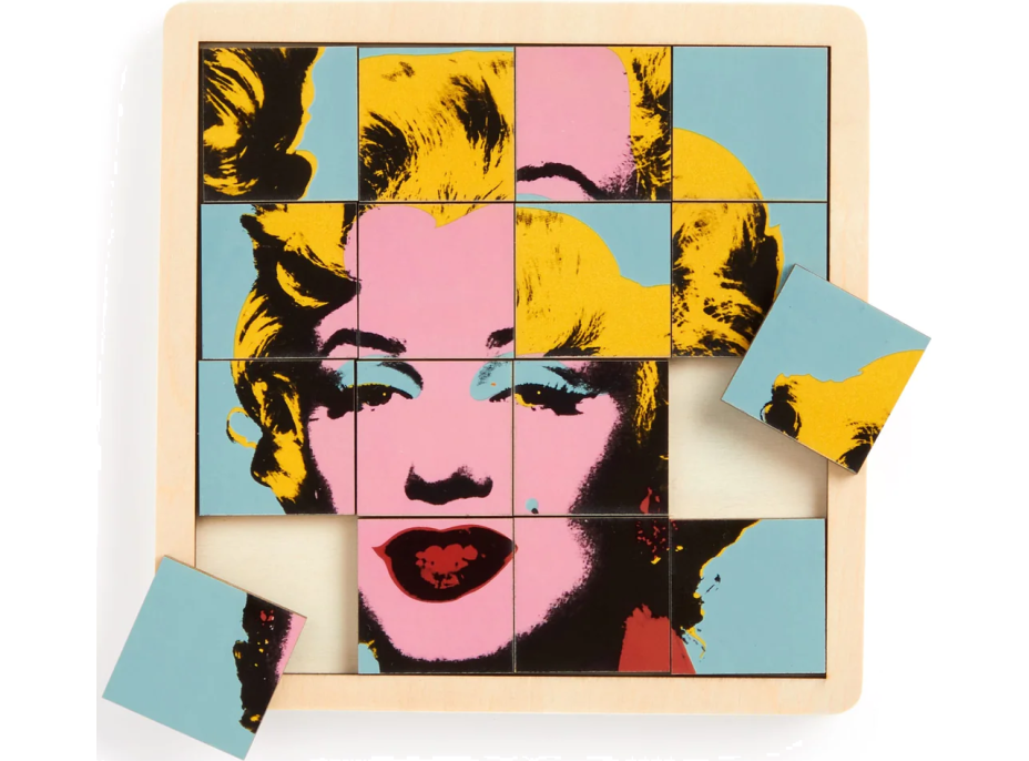 GALISON Posuvné drevené puzzle Andy Warhol: Marilyn 2v1 (16 dielikov)