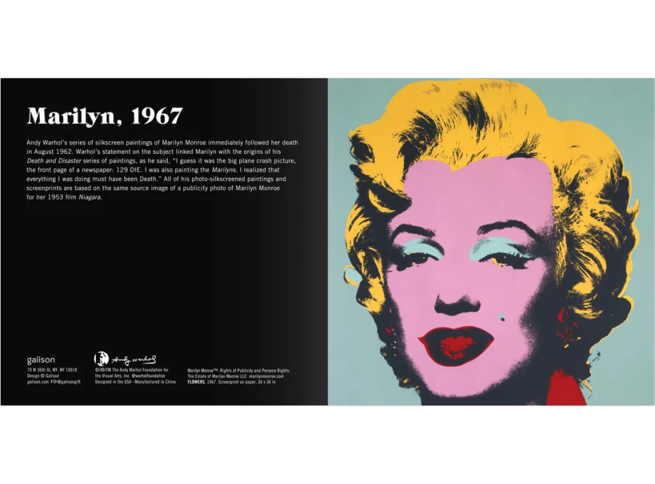 GALISON Posuvné drevené puzzle Andy Warhol: Marilyn 2v1 (16 dielikov)