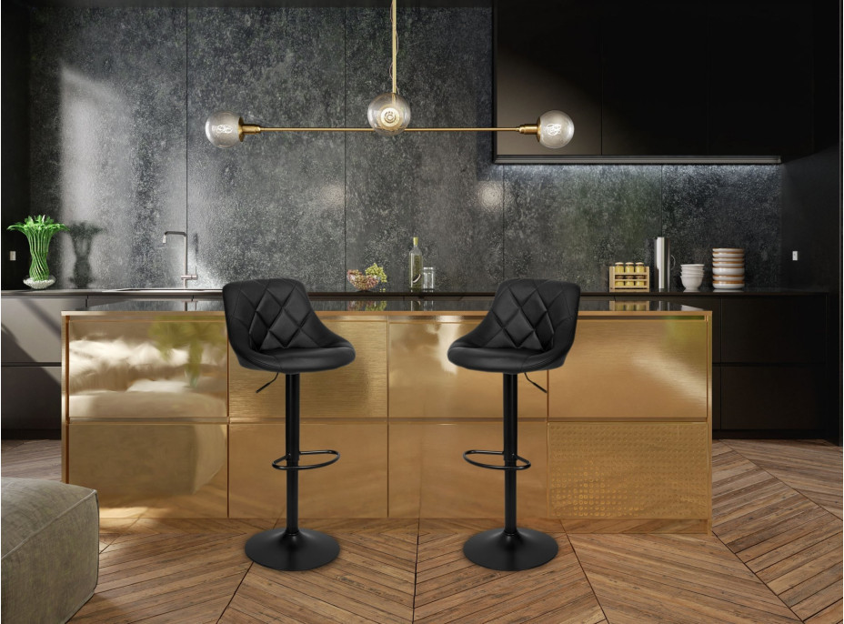 Barová stolička CYDRO BLACK - čierna - ekokoža