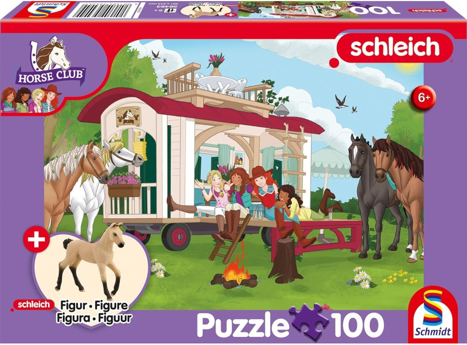 SCHMIDT Puzzle Schleich Táborák pri karavane 100 dielikov + figúrka Schleich