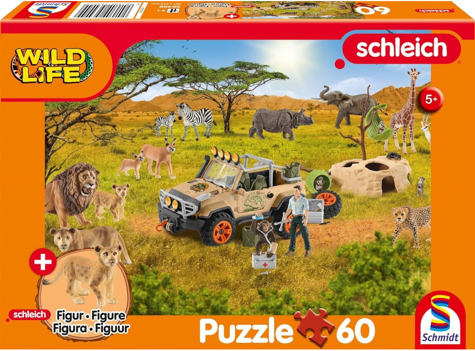 SCHMIDT Puzzle Schleich V Savane 60 dielikov + figúrka Schleich