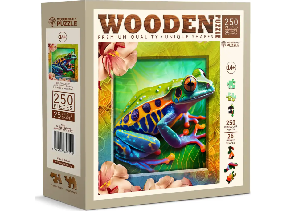 WOODEN CITY Drevené puzzle Farebná žabka 250 dielikov EKO