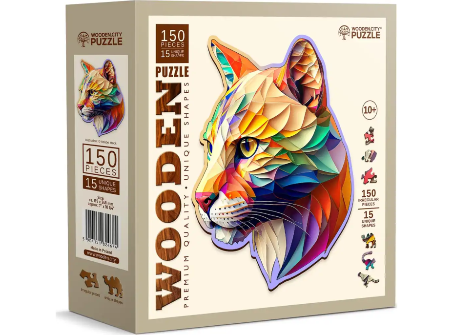 WOODEN CITY Drevené puzzle Farebná puma 150 dielikov EKO