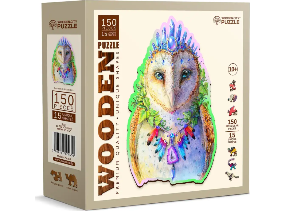 WOODEN CITY Drevené puzzle Sličná sova 150 dielikov EKO