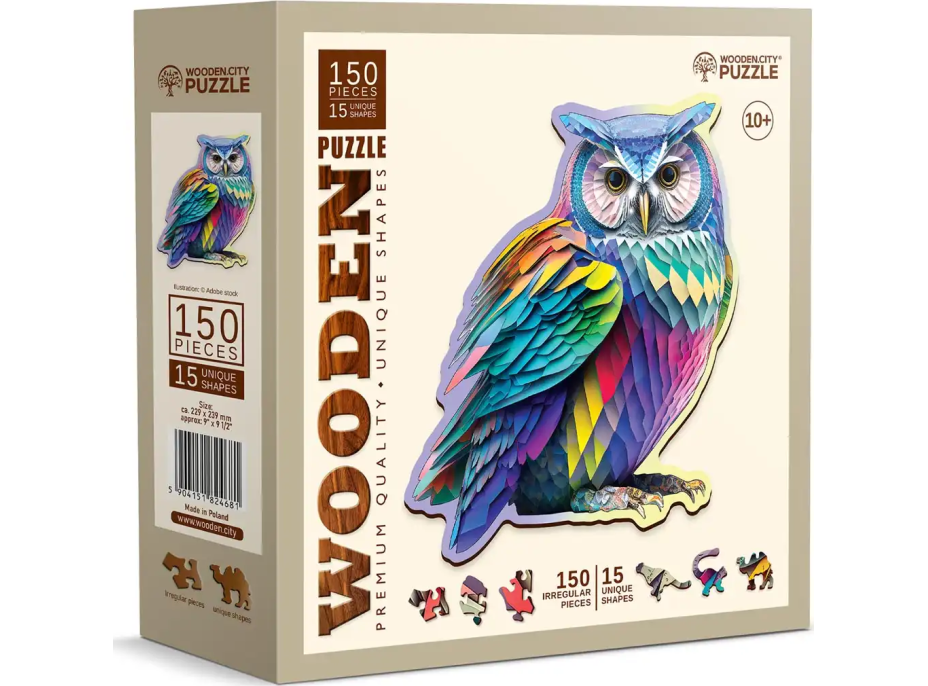 WOODEN CITY Drevené puzzle Moderná sova 150 dielikov EKO