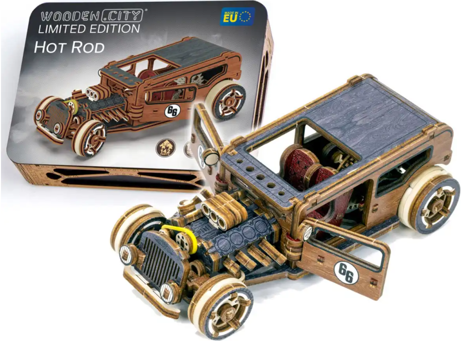WOODEN CITY 3D puzzle Automobil Hot Rod Limitovaná edícia 142 dielov