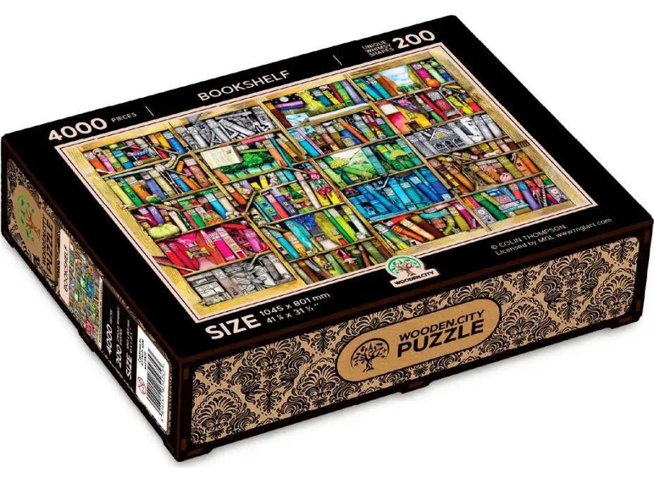 WOODEN CITY Drevené puzzle Knižnica 2v1, 4000 dielikov