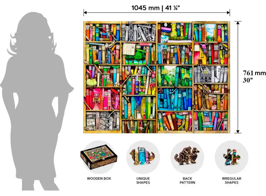 WOODEN CITY Drevené puzzle Knižnica 2v1, 4000 dielikov