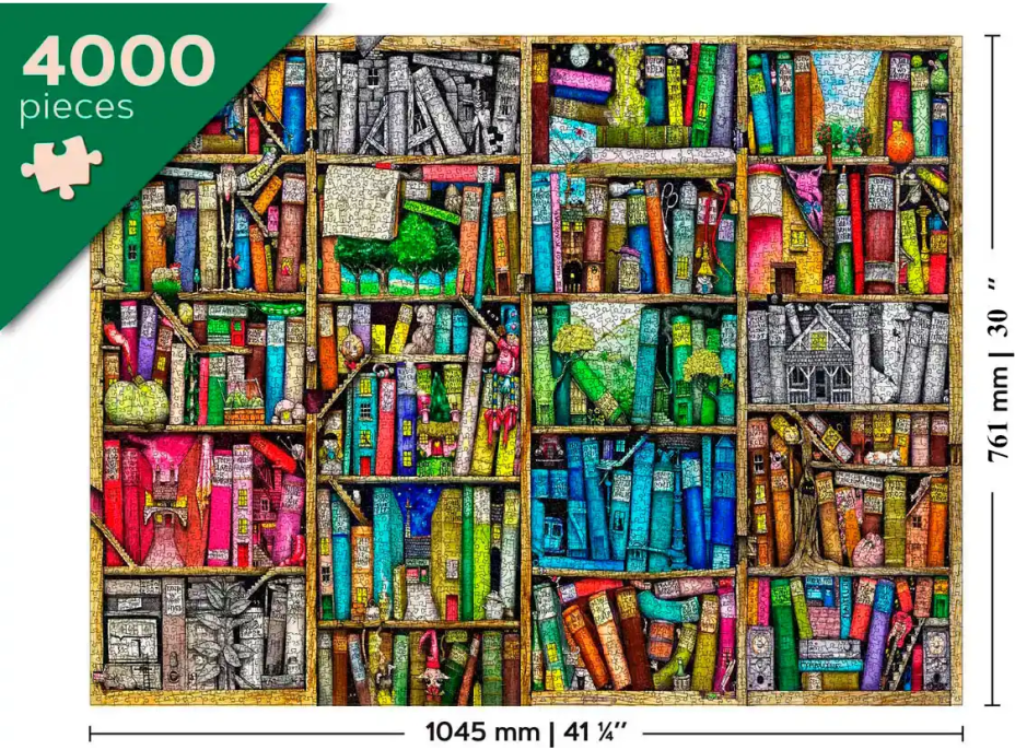 WOODEN CITY Drevené puzzle Knižnica 2v1, 4000 dielikov