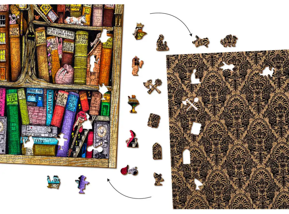 WOODEN CITY Drevené puzzle Knižnica 2v1, 4000 dielikov