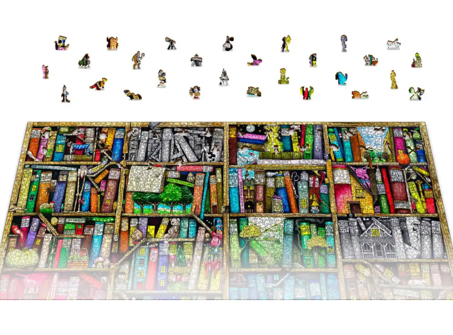 WOODEN CITY Drevené puzzle Knižnica 2v1, 4000 dielikov