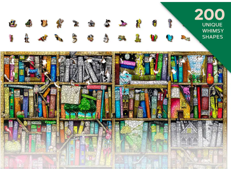WOODEN CITY Drevené puzzle Knižnica 2v1, 4000 dielikov