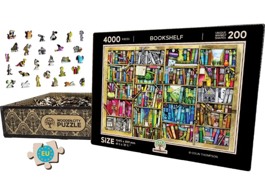 WOODEN CITY Drevené puzzle Knižnica 2v1, 4000 dielikov