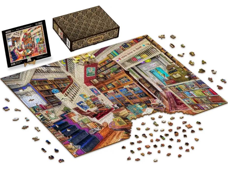 WOODEN CITY Drevené puzzle Priania v kníhkupectve 2v1, 4000 dielikov