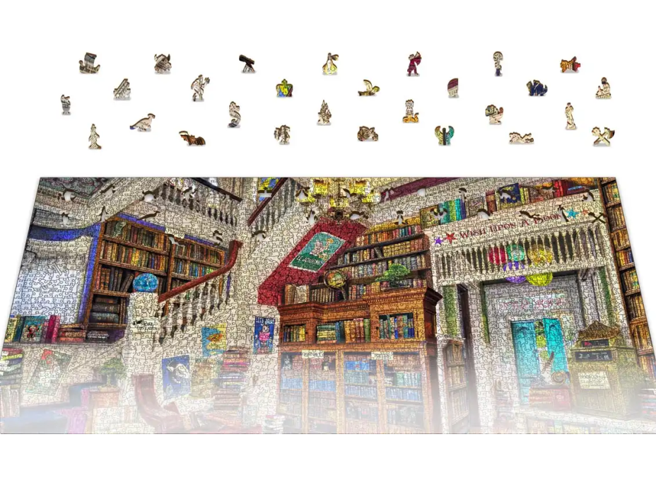 WOODEN CITY Drevené puzzle Priania v kníhkupectve 2v1, 4000 dielikov