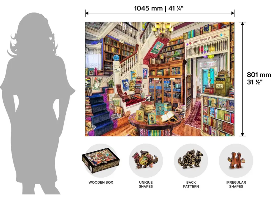 WOODEN CITY Drevené puzzle Priania v kníhkupectve 2v1, 4000 dielikov