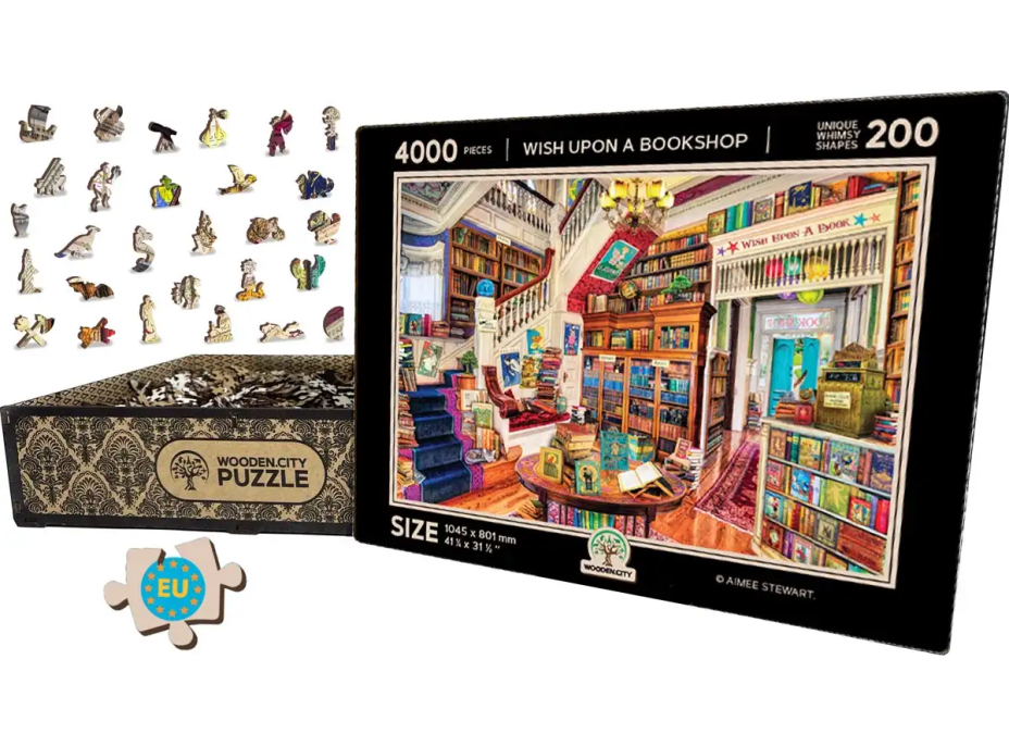 WOODEN CITY Drevené puzzle Priania v kníhkupectve 2v1, 4000 dielikov