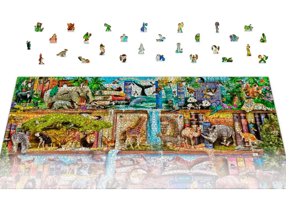 WOODEN CITY Drevené puzzle Úžasné kráľovstvo zvierat 2v1, 4000 dielikov