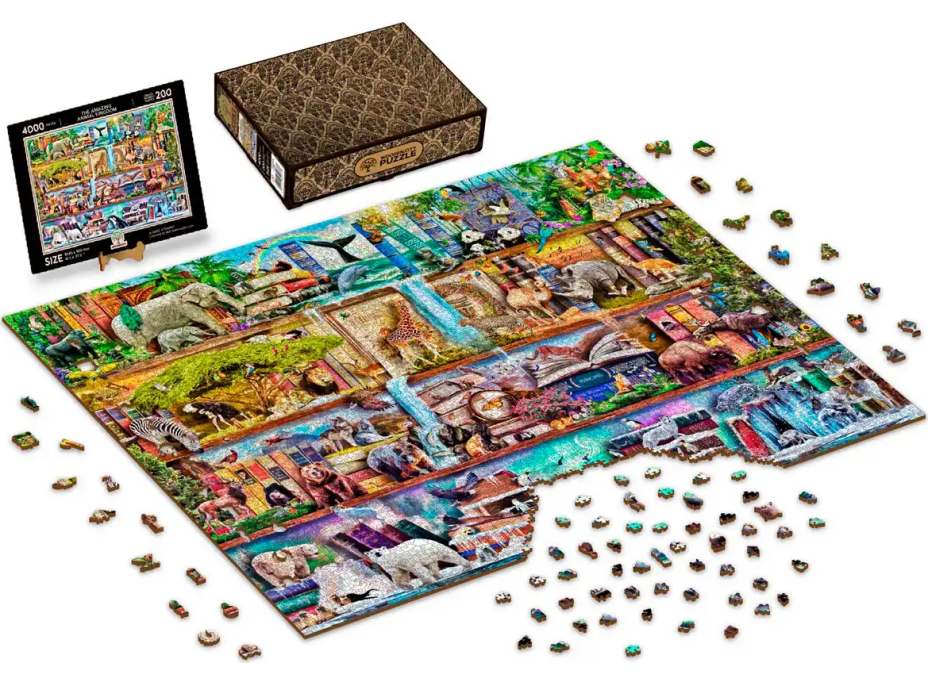 WOODEN CITY Drevené puzzle Úžasné kráľovstvo zvierat 2v1, 4000 dielikov