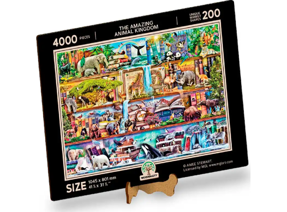 WOODEN CITY Drevené puzzle Úžasné kráľovstvo zvierat 2v1, 4000 dielikov