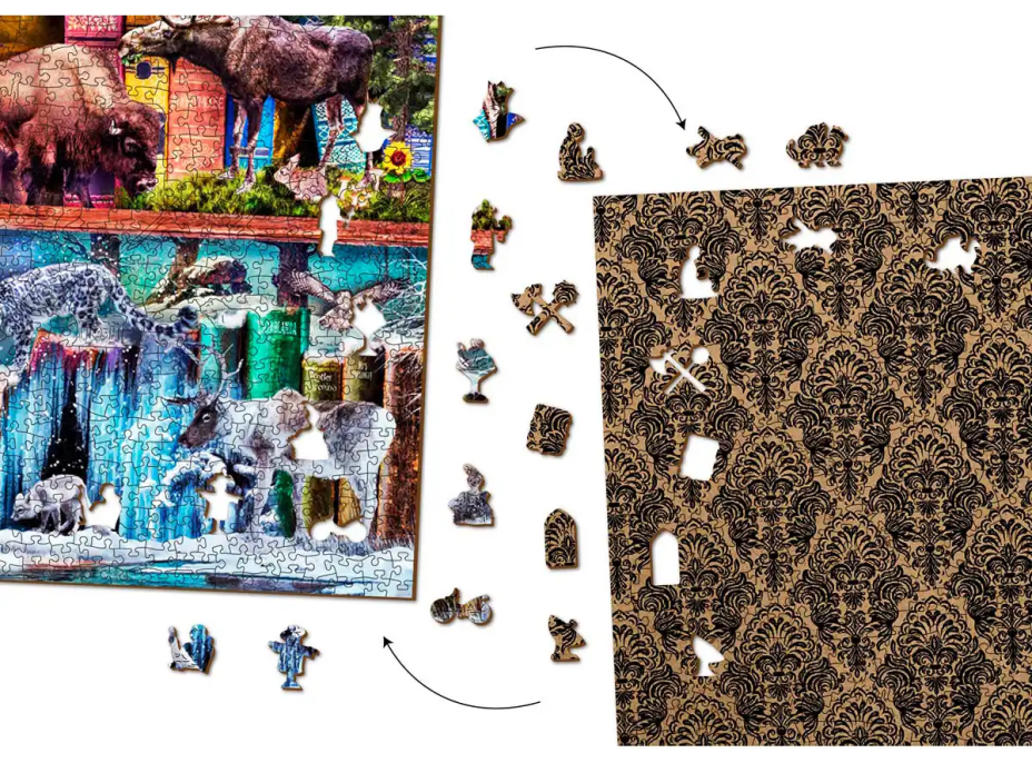 WOODEN CITY Drevené puzzle Úžasné kráľovstvo zvierat 2v1, 4000 dielikov