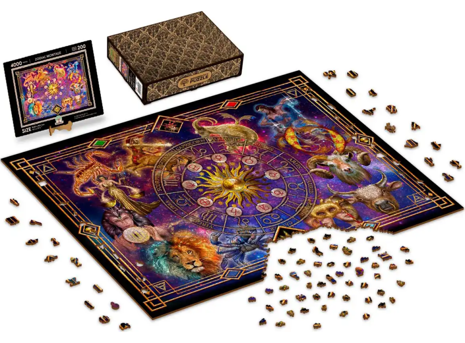 WOODEN CITY Drevené puzzle Zverokruh 2v1, 4000 dielikov