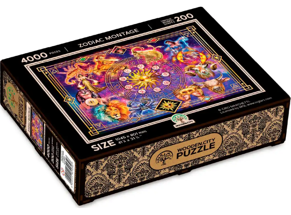 WOODEN CITY Drevené puzzle Zverokruh 2v1, 4000 dielikov