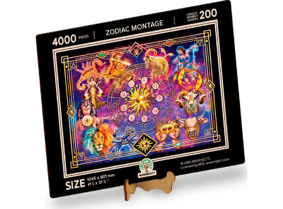 WOODEN CITY Drevené puzzle Zverokruh 2v1, 4000 dielikov