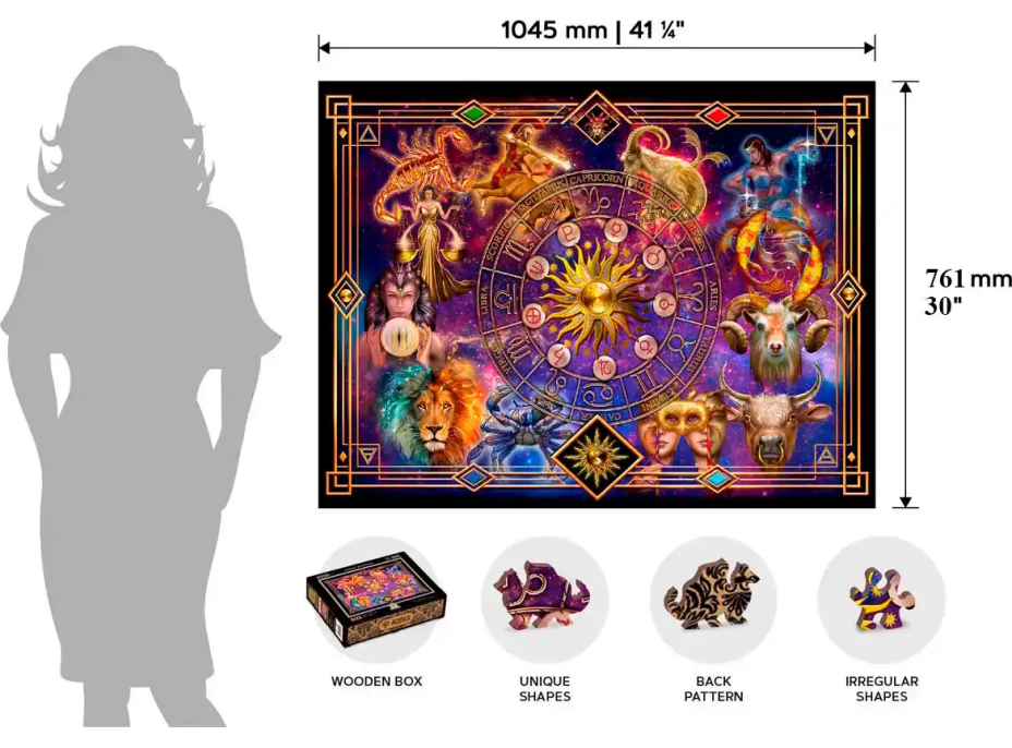 WOODEN CITY Drevené puzzle Zverokruh 2v1, 4000 dielikov