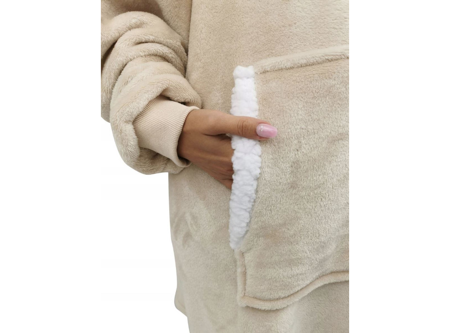 Mikinová deka s ozdobným lemom - béžová