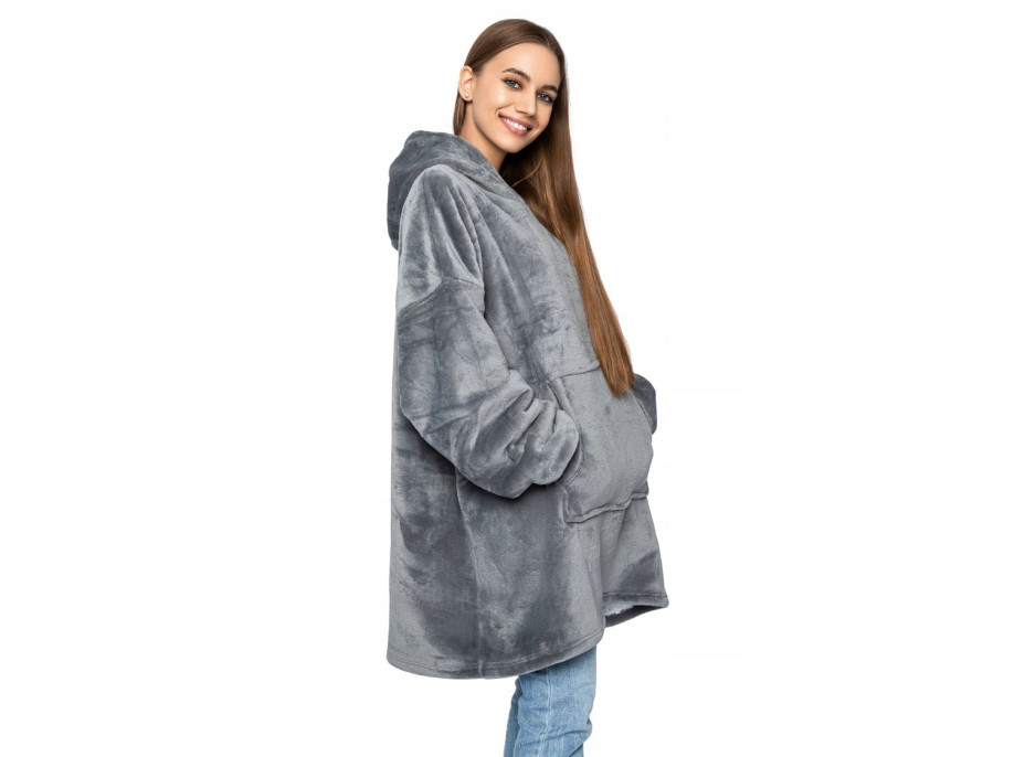 Mikinová deka - tmavo šedá