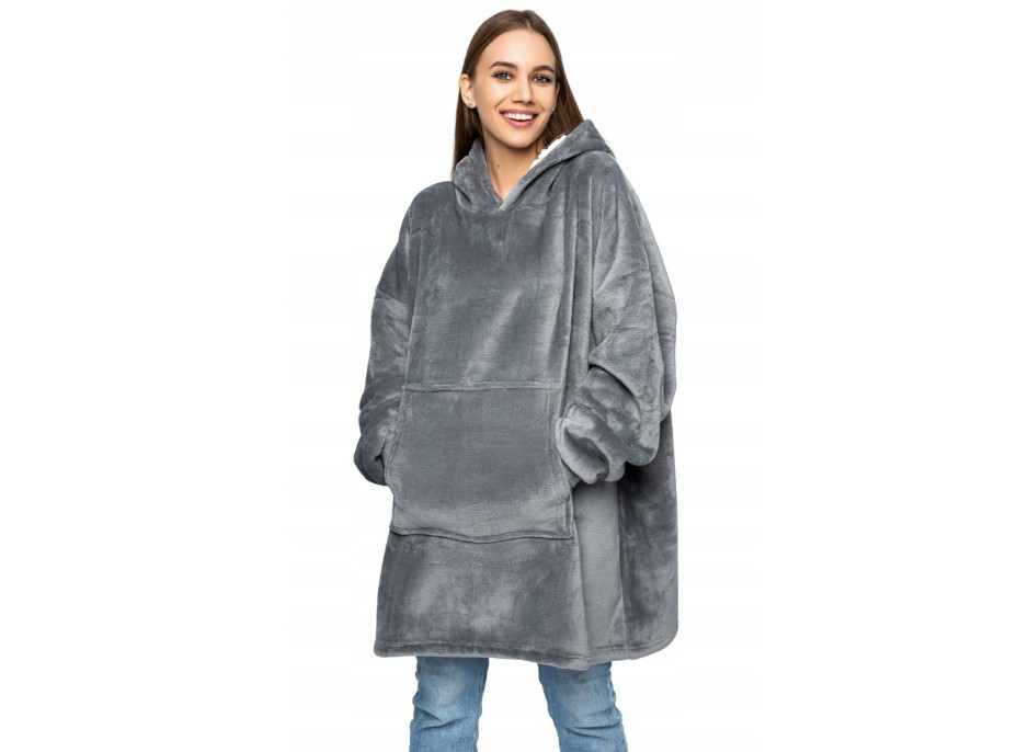 Mikinová deka - tmavo šedá