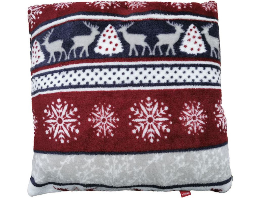 Vianočný vankúš NOVEL 40x40 cm - jelene a vločky - modrá/červená/biela