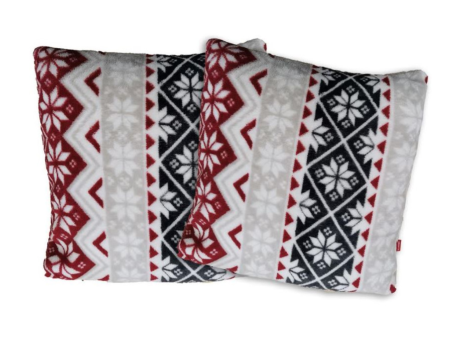 Vianočný vankúš NOVEL 40x40 cm - nórsky vzor - šedá/červená/biela