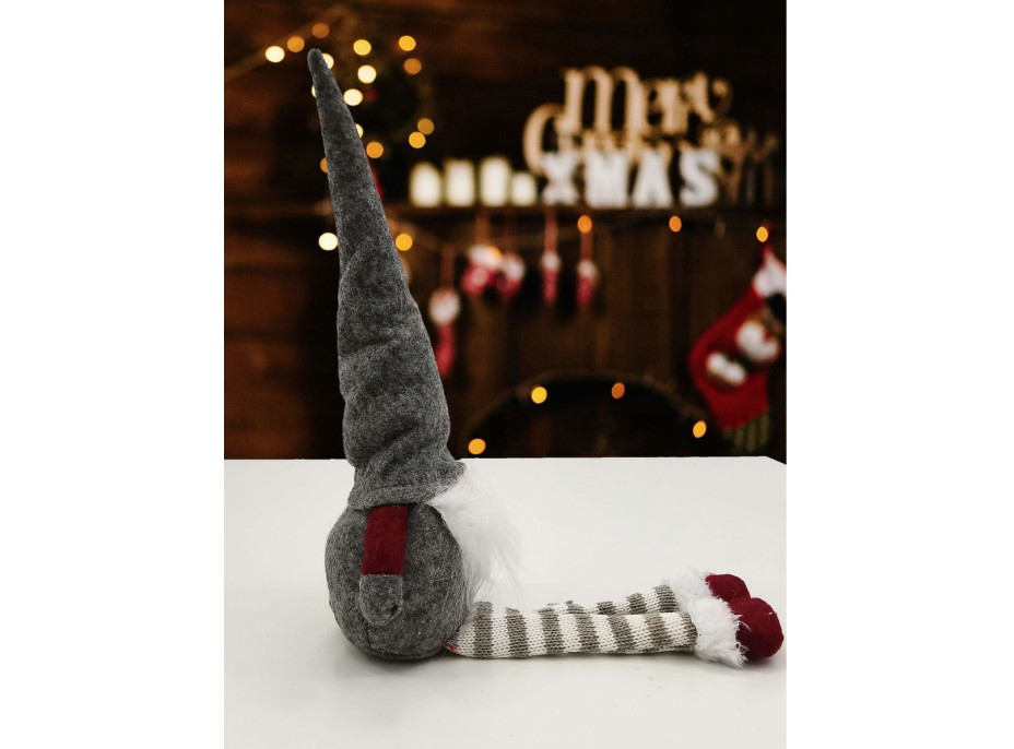 Vianočný škriatok sediaci 46 cm - šedý