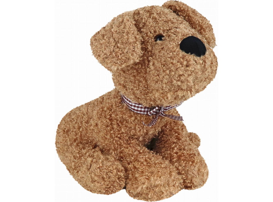 Zarážka do dverí CALM DOG 23 cm - Psík s mašľou - hnedý