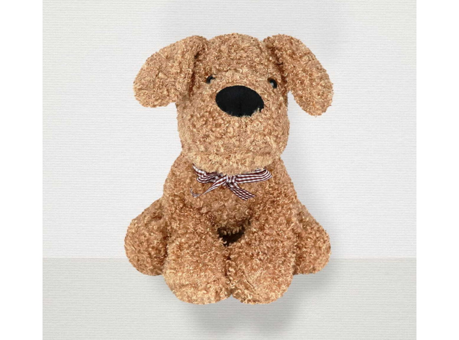 Zarážka do dverí CALM DOG 23 cm - Psík s mašľou - hnedý