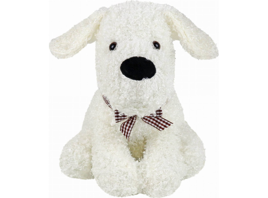 Zarážka do dverí CALM DOG 23 cm - Psík s mašľou - biely