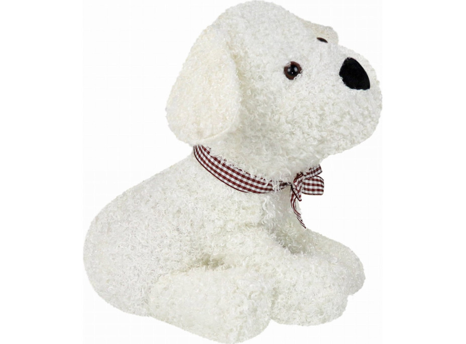 Zarážka do dverí CALM DOG 23 cm - Psík s mašľou - biely