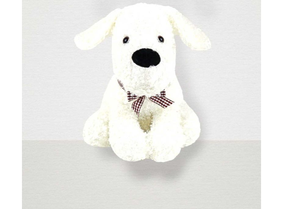 Zarážka do dverí CALM DOG 23 cm - Psík s mašľou - biely