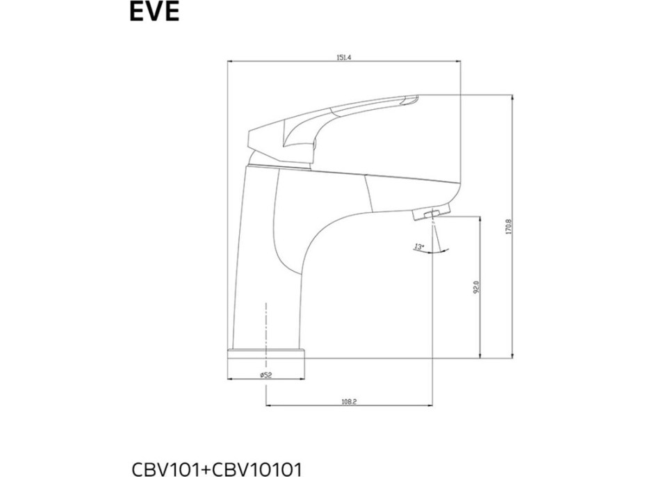 Umývadlová stojanková batéria EVE s click/clack zátkou s prepadom - chrómová
