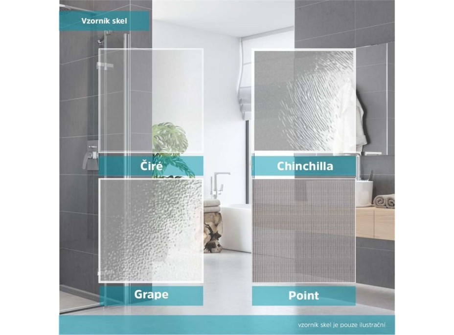 Sprchový kout na stěnu LIMA - obdélník - chrom/sklo Čiré - křídlové dveře
