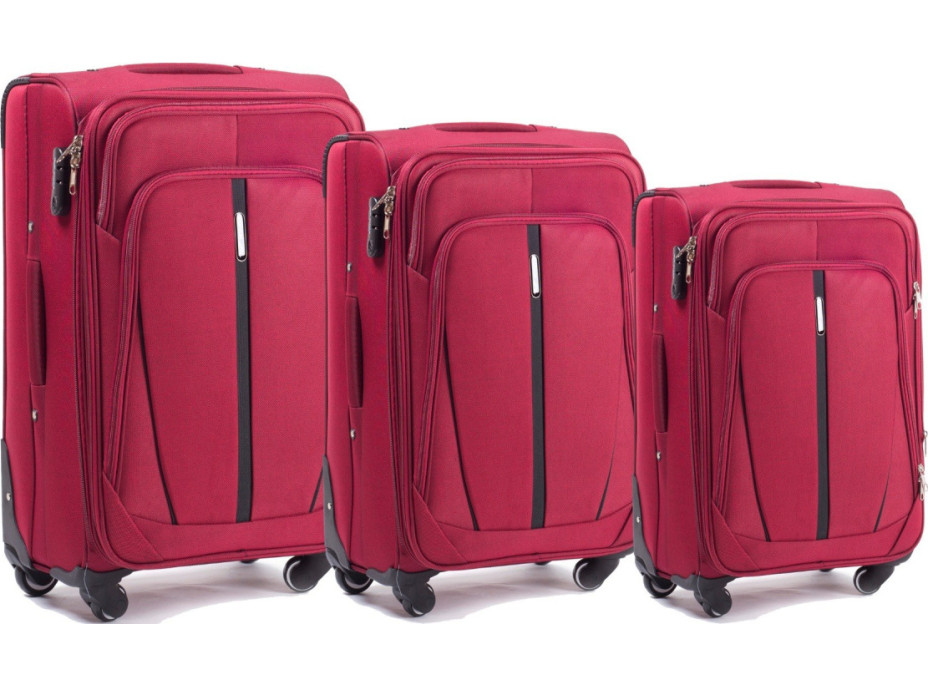 Moderné cestovné tašky STRIPE 4 - set S+M+L - tmavo červené