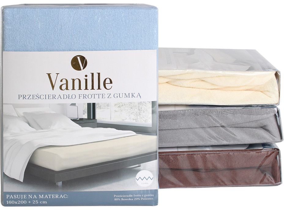 Froté prestieradlo VANILLE 200x160 cm + 25cm - biele