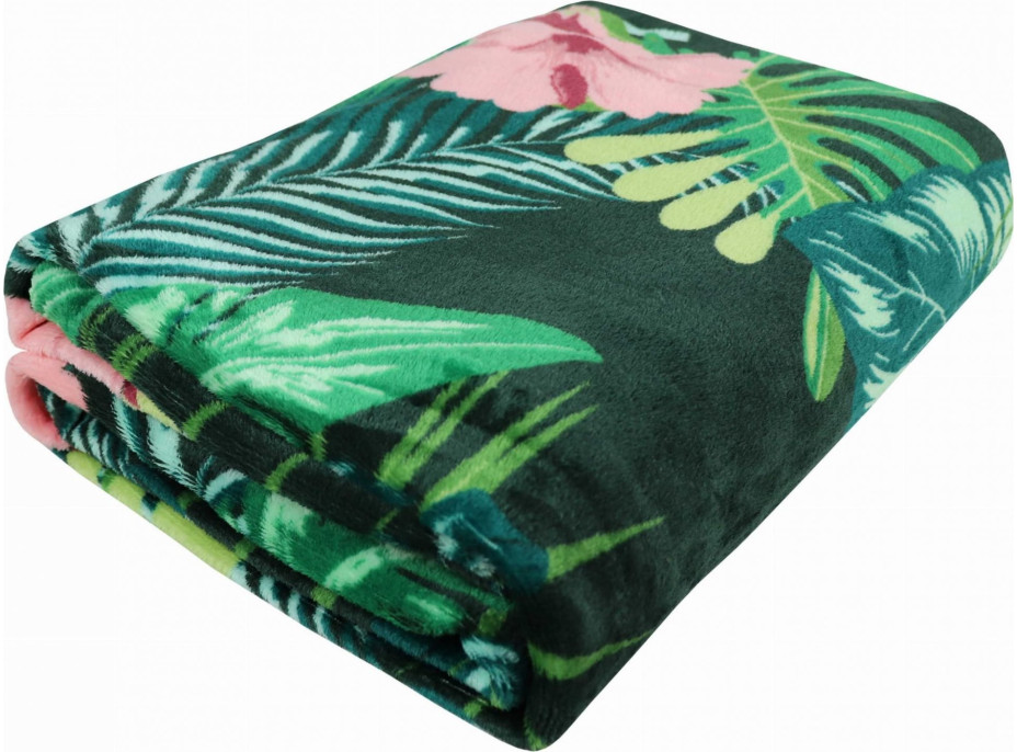 Deka prikrývka Green Palm Leaves 130x170 cm - zelená