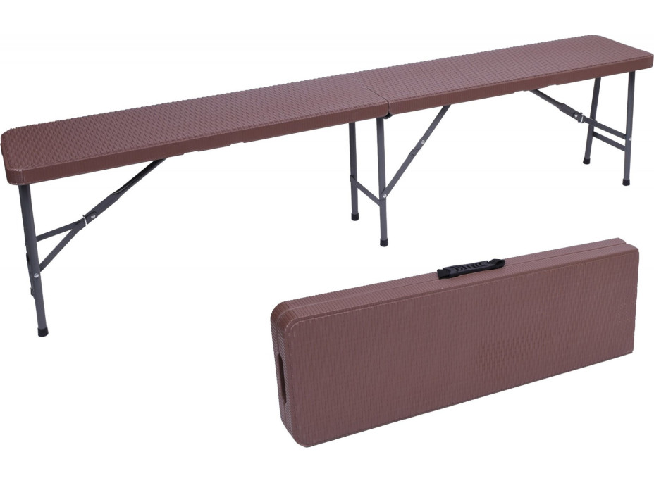 Set cateringového nábytku RATTAN - stôl 180 cm + 2 lavice - hnedý