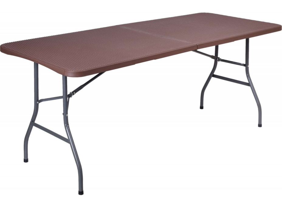 Set cateringového nábytku RATTAN - stôl 180 cm + 2 lavice - hnedý